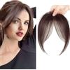 XFSRG Frangia Clip Capelli Veri Natural 3D Frontale Frangia Posticci Remy Human Hair Bang con Tempie per Donne(Marrone scuro)