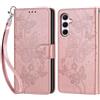 KENHONER Custodia per Samsung Galaxy A55 5G Cover, Oro rosa Farfalla | Portafoglio in Pelle PU Retro, Antiurto Flip, Slot per Schede, Funzione Stand, Chiusura Magnetica