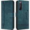 Bravoday Cover per Sony Xperia 1 III, Flip Custodia in Pelle PU Portafoglio Custodia per Sony Xperia 1 III, con Slot per Schede, Verde