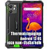 Blackview BV8900 Rugged Smartphone 2023, 16GB+256GB, Android 13 Telefono Robusto, 64MP + Termocamera, 10000mAh 33W Rapida, 6.5 FHD+ 2.4K Schermo Cellulari Resistente IP68 Dual 4G NFC OTG GPS, Verde