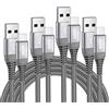 Bobeite Cavo USB C di ricarica rapida [Set di 4, 1M+2M+2M+3M],3A Caricabatterie tipo C Connettore per Samsung Galaxy S22 S21 S20 Plus Ultra FE S10 S10E S9 S8 A50 A51 A20e,Note 10 9 8,Huawei P40 P30 P20, Redmi