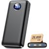 IAPOS Powerbank 26800 mAh, 22,5 W, funzione di ricarica rapida, batteria esterna con 3 uscite (USB-C 20 W PD 3.0 & QC 3.0 USB-A), approvato per aerei, caricabatterie compatto per iPhone 17, 16, 15, Samsung
