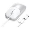 Satechi Mouse con Cavo Slim LX, Clic Silenziosi, Connettività 2 in 1 USB-C e USB-A, in Alluminio con Rotella Metallica per Mac, Windows, iPad e ChromeOS - Argento