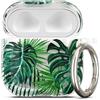 kwmobile Custodia compatibile con Apple Airpods 4 Case - Custodia protettiva morbida in TPU - Cover in verde/trasparente Foglie Tropicali