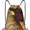 EDPXKL Zaino con coulisse, stampa violino e libro, impermeabile, regolabile, ideale per palestra e sport.