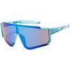 XFSRG Occhiali Ciclismo Bambini da Ciclismo per da Sole Bambini Uv400 Polarizzati Occhiali Sportivi a Mascherina Antivento Uomo Donna per Bici Corsa Outdoor (Quadro Blu)