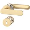 Amerdeco Maniglia per porta interna ottone spazzolato con rosetta rotonda, set maniglia BB con chiave a mappa, design classico per camere e porte interne UK0101