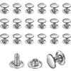 QUARKZMAN 50 Set Rivetti in Pelle Rivetti a Doppia Testa da 9mm Argento | Borchie Metalliche Tubolari da 8mm, per Riparazione e Decorazione Artigianale di Scarpe Borse Cinture