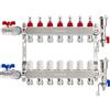 VANCOCO Collettore Riscaldamento Pavimento in Acciaio Inox 7 Circuiti, Eurokonus 16×2 mm, Kit Sfiato Veloce, Valvole a Sfera 1, Portata 5 L/min, Misuratore di Portata