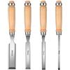 HongSiFang 4 Pz Scalpelli per Legno, Scalpello Legnos, 6/12/18/24 mm Utensili da Lavoro, Sgorbie per Legno con Cappuccio di Percussione per Intaglio del Legnos
