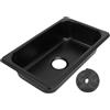 ciciglow Lavello per in Acciaio Inossidabile, Lavabo Rettangolare per Lavabo con Scarico Fognario 40 Mm, Lavandino per Bagno per Barche Roulotte (Spray Nero GR‑1465B)