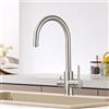 CECIPA Rubinetto Lavello Cucina, Rubinetto Filtro Acqua 3 Vie, 2 Maniglie | Miscelatore Osmosi Cucina per Depuratore, Girevole a 360°, Acqua Calda e Fredda, Acciaio Inox, Spazzolato