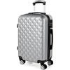 ITACA - Bagaglio A Mano Rigido Leggero Bagaglio A Mano 55X40X20 con 4 Ruote Silenziose Trolley Cabina Lucchetto a combinazione TSA Viaggio Aereo Ergonomico Durevole. Compatibile Ryanair, Argento