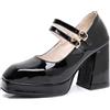Bviennic Donna Tacco a Blocco Mary Jane con Plateau 720 Nero Numero 39 EU/40Cn