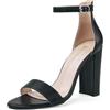 Zhabtuc GENSHUO Sandali da Donna con Tacco Alto Grosso da 10 cm e Cinturino alla Caviglia, Scarpe Eleganti per Feste, Matrimoni e Cerimonie Nuziali, Nero opaco, 38.5 EU