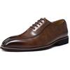 Allthemen Scarpe Uomo Classiche in Pelle Business Oxford Basse Stringate Derby a Punta Vintage Smoking Festa Marrone Scuro 40