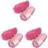 Paowsietiviity Set di 3 pantofole morbide scarpe per la pulizia della casa per lucidare pavimenti cucina rosa