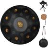YUANZHOU Handpan Steel Tongue Drum - Tamburo a percussione in acciaio, 22 pollici, con borsa da viaggio, colore: Nero 440HZ-9Notes