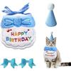ZBHDEYG Bavaglino, Berretto di Compleanno, Forcine per Capelli Con Fiocco, Sciarpa - Accessori di Compleanno per Cuccioli e Gattini, Costume per Gatti (Blu)