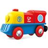 Hape E3820 Piccola locomotiva con pulsante, alimentazione a batterie, gioco adatto per bambini, colori Rosso, Giallo e Blu