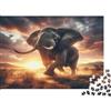 5M3D7C8V Elefante Africano Puzzle 1000 Pezzi Carta per Adulti Tramonto nella Savana Relax Concentrazione Famiglia Decorazione Regalo 38x26cm/1000pcs