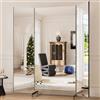 brisafe Specchio Pieghevole 3 Ante 200x210cm Infrangibile con Ruote Nero