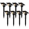 Auraglow Faretti Solari a Picchetto, Montaggio Terra o Parete, Set da 8 | Accento LED da esterno per alberi e piante, IP54, batteria al litio, doppia installazione, nessun cablaggio