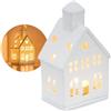 COM-FOUR Portacandela in porcellana opaca con base a lumini da tè, elegante decorazione per la stanza a forma di casa (17 cm)