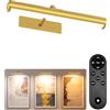 EZVALO Lampada da parete ricaricabile senza fili, 33 cm Illuminazione per Dipinti con Batteria Ricaricabile da 4000 mAh, Telecomando, Regolabile, applique a LED per Quadri e Dipinti - Oro