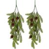 DvBCNMe 2 rami di abete artificiali, rami di abete artificiali, come reali, piante artificiali da appendere, lunghezza 80 cm, con pigne da 5 cm, ideali per decorazioni natalizie, ghirlande fai da te e