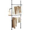 SoBuy appendiabiti telescopico regolabile con barre porta abiti camera | Stand guardaroba aperto robusto per cabina armadio e camera da letto, nero, FRG109-II-SCH