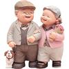 WINOMO Coppia di Anziani Statue di Statuette in Resina Vecchio Coppia Sposata Anniversario di Matrimonio Amare Coppia di Sculture Cake Toppers