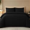 Pamposh Set copripiumino righe satinate - Set di biancheria da letto di qualità alberghiera premium (Nero, (240 X 260) + 2 x (65 x 65))