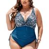 SEDEX Costume Intero Donna Curvy Taglie Forti Contenitivo Scollo V Stampa Leopardata Costumi da Bagno Piscina Mare Donna con Spalline Regolabili Cordoncino Laterale 0XL-5XL