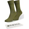 ONESCK Calzini eleganti in cotone super morbido per uomo e donna - Calzini crew traspiranti in tinta unita per look business casual, 1 paio, Verde oliva, 4-7