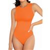 YOGINGO Intimo termico a maniche lunghe da donna leggero a compressione camicia primo strato abbigliamento da donna top invernali comfort premium, Arancione, Medium