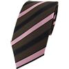 TigerTie Designer Cravatta in seta marrone scuro rosa a righe - Cravatta di seta Silk