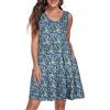 Gosunny Abito estivo da donna, senza maniche, scollo a V, lunghezza al ginocchio, per il tempo libero, con tasche, B-blu floreale, M