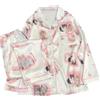 Goolecrimp Donne Carino Kawaii Pigiama a Maniche Lunghe Due Pezzi Set Ragazze Raso Cartone Animato Gatto Modello College Stile Pigiama Casual Bottoni Homewear Set (Rosa,M)