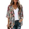 Gosunny Top estivi da donna per spiaggia Kimono Boho Bikini Cover Up oversize con stampa floreale cardigan, Fiore rosa, XL