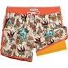 MaaMgic Costume da bagno corto da uomo, stile retrò, vintage, con compressione, pantaloni interni 2 in 1, ad asciugatura rapida, 4 vie, elastico e coulisse regolabile