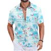 COOFANDY Camicie Hawaiane Uomo 100% Cotone, Camicie Estate Maniche Corte Bottonate, Tops Tropicali Spiaggia Taglio Regular
