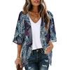 Gosunny Top estivi da donna per spiaggia Kimono Boho Bikini Cover Up oversize con stampa floreale cardigan, S
