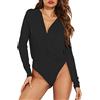 VicSec Body Donna Maniche Lunghe Aderente Bodysuit con Scollatura Collo a V Sexy Body da Donna Manica Lunga Elegante Basic Tops Morbida Tinta Unita T-Shirt Casuale Elasticizzato Tuta Jumpsuits S-XL