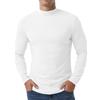 QIXING Top termico da uomo a maniche lunghe, collo alto, in cotone, strato termico, bianco, L