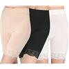 GEYIWSSXY Mutande da donna sotto gonna, corti, anti-sfregamento, biancheria intima, mutandine lunghe, a vita alta, in pizzo, con bordo in pizzo antiscivolo, A-bk+sk+wh, Taglia unica