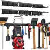 VEVOR Porta Attrezzi da Garage 251,5 cm Portata 544 kg 6 Binari e 16 Ganci, Supporto da Parete per Attrezzi da Giardino, Ganci Regolabili, Organizzatore per Pale, Rastrelli, Tagliasiepi e Soffiatori