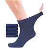 Fiera Besa Calzini per diabetici in bambù con lycra per uomo: alti fino alla caviglia; Senza cucitura alla base delle unghie dei piedi; per affari e tempo libero; adatto agli anziani; 4 paia (43-46, Blu navy)