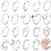 JeryWe 20PCS Set di anelli regolabili donne Carino semplice farfalla placcato nodo freccia cuore abbracciare anelli dito Set di anelli aperti da pollice impilabili per ragazze adolescenti Plus Size
