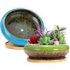 ARTKETTY 2 Pack di vasi per piante grasse, grandi vasi per piante di cactus con vassoio di drenaggio, vaso bonsai in ceramica per interni per il giardino e la casa